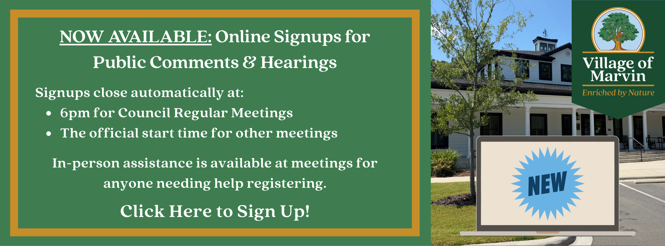 Click to sign up online for public comments and public hearings.